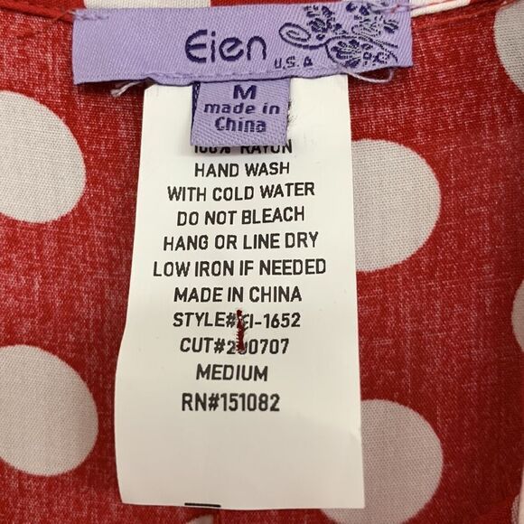 Eien Size Medium 100% Rayon red & white polkadot jumpsuit with side slits. - Picture 7 of 15